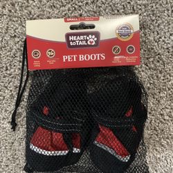Heart to Tail Pet Boots Black/Red Size Small Pug Boston Terrier Shih Tzu NEW 