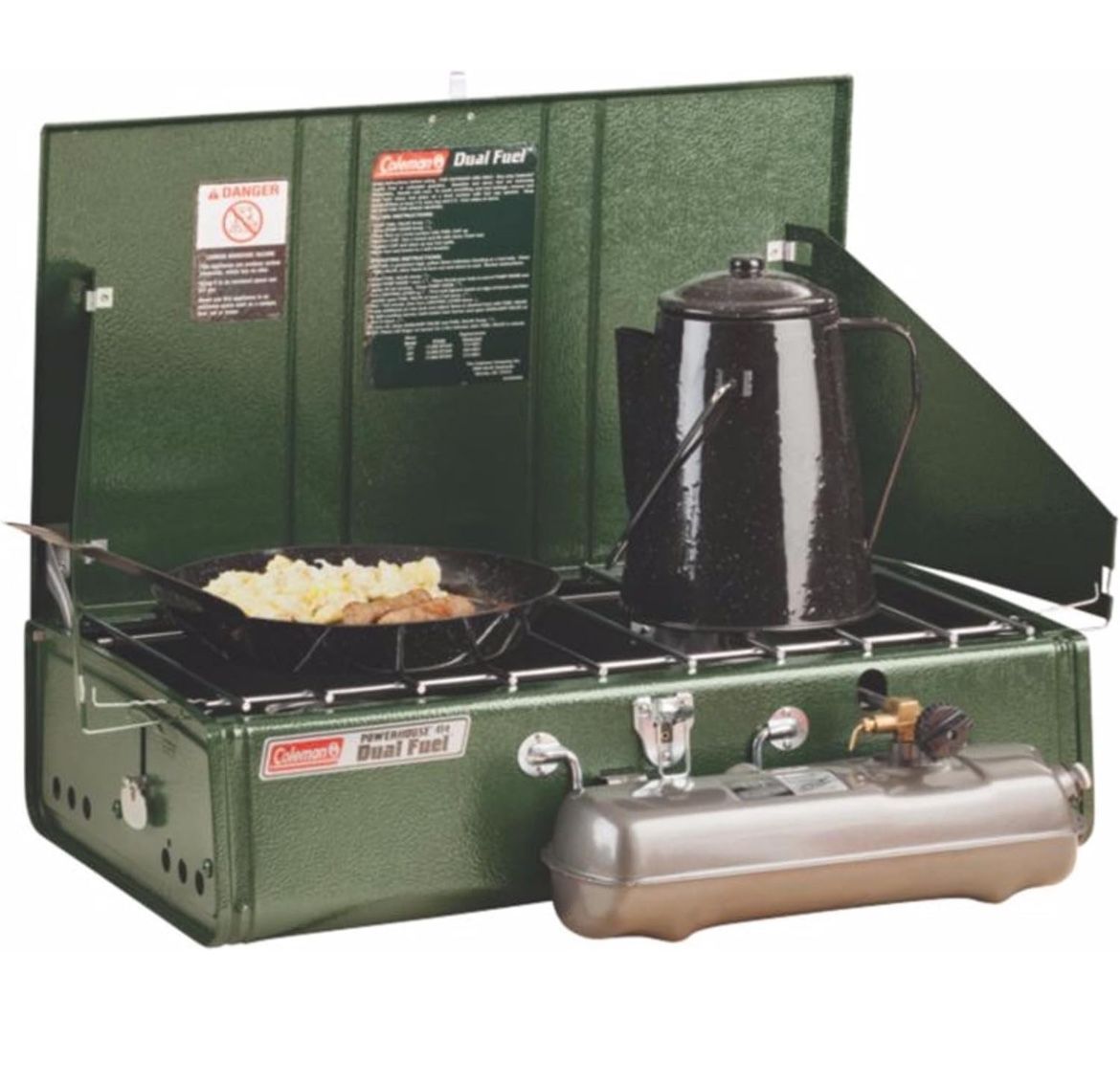 New Coleman Powerhouse 414 Two Burner Dual Fuel Camp Stove for