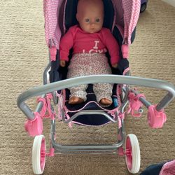 Toy Baby Stroller And Basinet