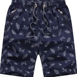 Xl size 100% cotton Men's Shorts Casual Drawstring Summer Beach Pants Printed Shorts Ethnic Style Five Pants