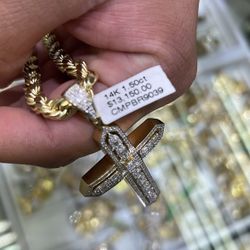 14k DIAMOND CHAIN AND PENDANT 