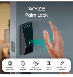 Wyze Palm Lock, Smart Door Lock with Palm Vein Recognition, Keyless Entry Smart Locks for Front Door, Keypad, Auto Lock, Dual Battery, Wi-Fi, Works wi
