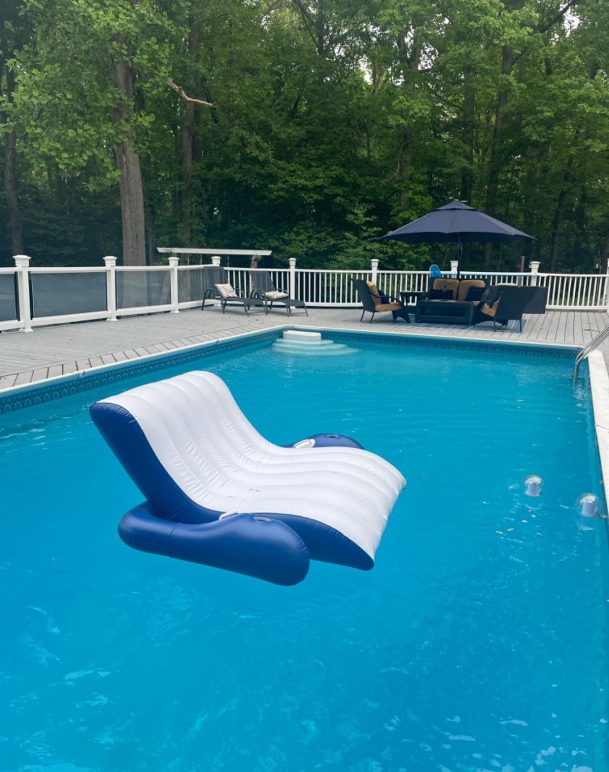 NEW Pool Floaty Inflatable 1-2 Person Pool Recliner Lounge Float with Cup Holders