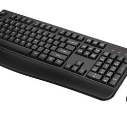 Wireless Keyboard and Mouse Combo, Full-Sized 2.4GHz Wireless Keyboard with Comfortable Palm Rest and Optical Wireless Mouse