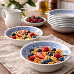 Nikko Japan 1980s Kingston Heavenly Blue Fruit Cereal Bowls Set Of 8, 6x2”