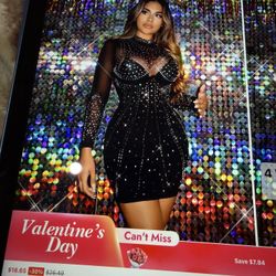 Black Short Rhinestone Dress 