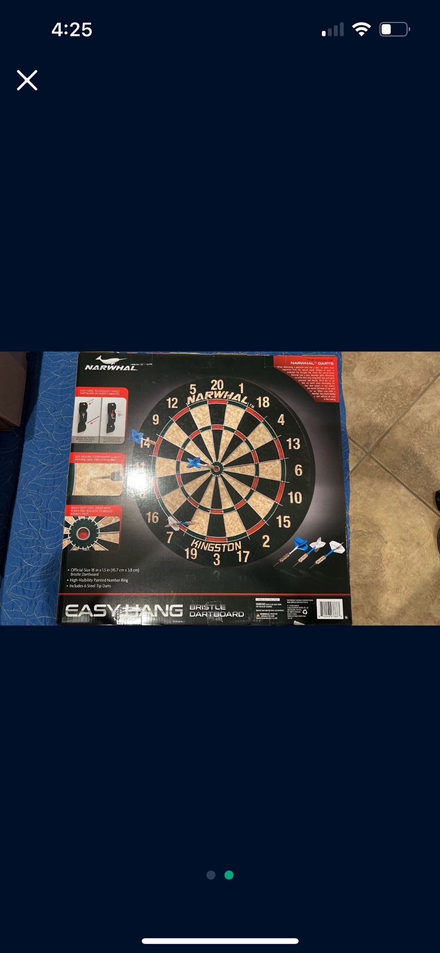 Narwhal Bristle Dartboard ✨New In Box✨ Easy Hang