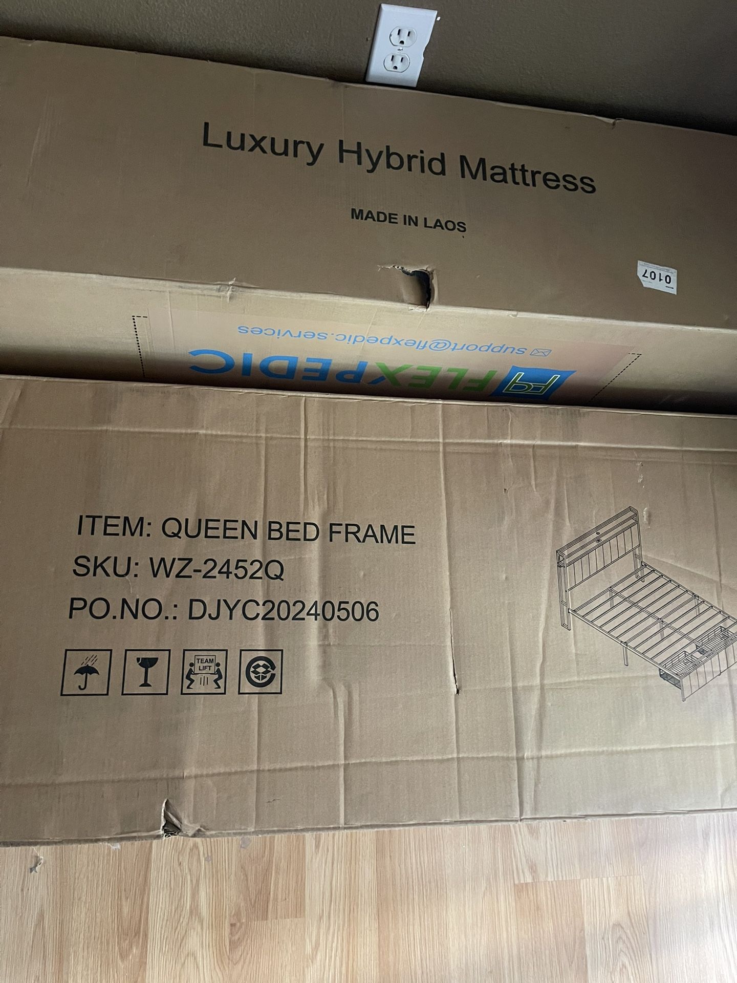 Queen Bed Frame AND Mattress