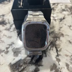 Stainless Steel Watch Band with Case Compatible with Apple Watch Ultra 2 1 band (49mm), Rugged Strap with Metal Protective Bumper Cover for iWatch Ban