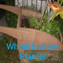 Wheel Barrow Planter W Planted Flowers