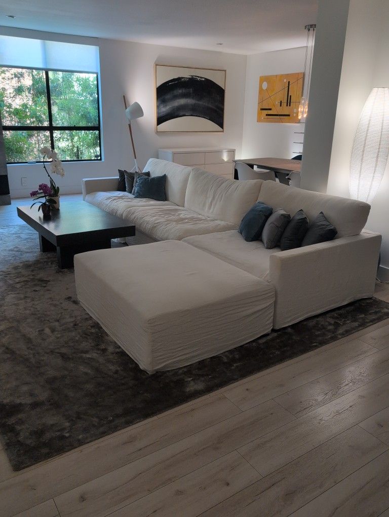 White Slipcover Sectional Sofa