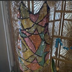 Sequin Beaded Vintage Party New Years Eve Dress