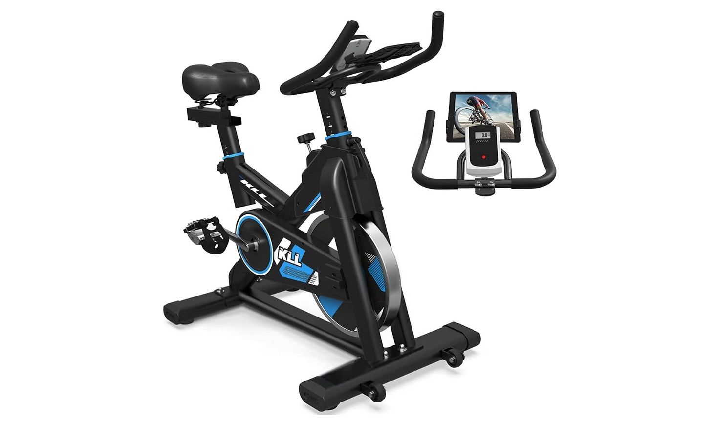 KLL Exercise Bike, Indoor Cycling Bike Stationary, Belt Drive Indoor Exercise Bike for Home Cardio Gym -New in box -Assembly Required -No Issues -De