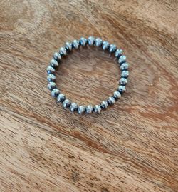 925 Navajo Style Pearl Bracelet/6mm