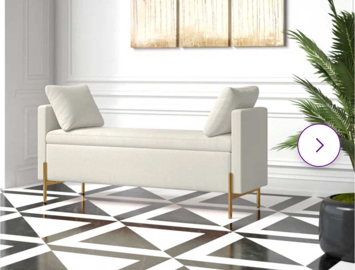 Modern Ivory Ottoman With Storage