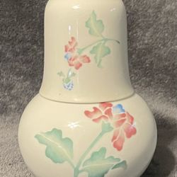 Vintage Crowning Touch Hand Painted Bedside Water Carafe With Cup Top. 