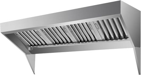 8FT Commercial Exhaust Hood | Rust-Resistant 201 Stainless Steel Vent Hood | for Kitchen, Restaurant, and Food Truck | with 4 Detachable U-Shaped Grid