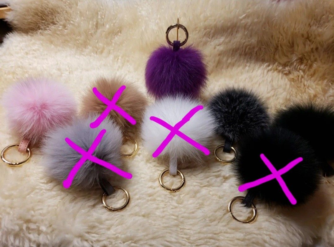 4" Genuine Fox Fur Pom Pom Keychain