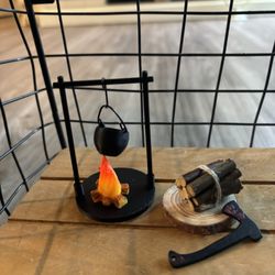 Miniature Dollhouse Outdoor Fire And Pot