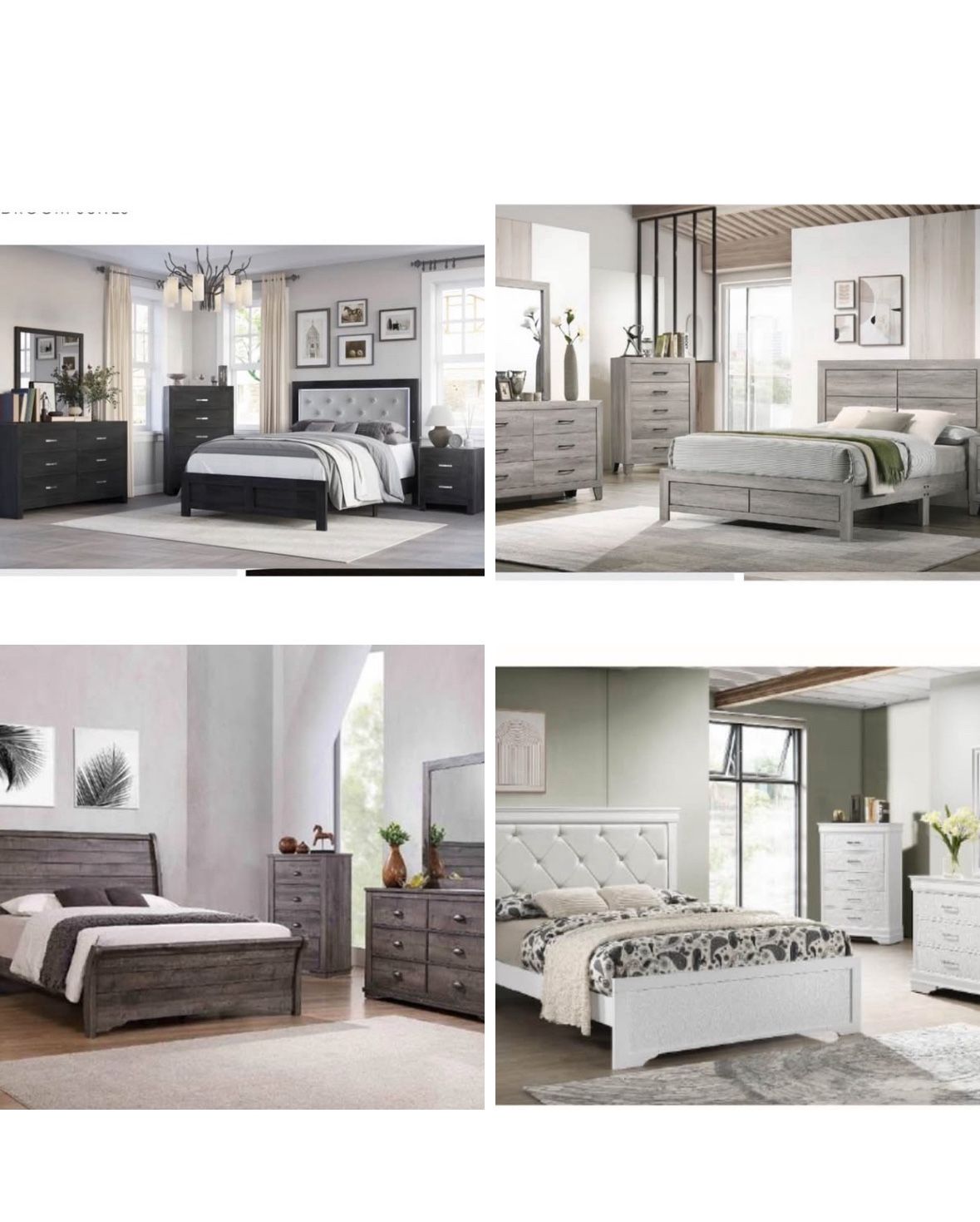 4- Pc Bedroom set Dresser,Mirror Nightstand (1) Queen size bed frame Not including Mattress and Box Sp
