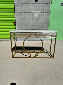 Modern and Contemporary Gold Finished Metal Console Table