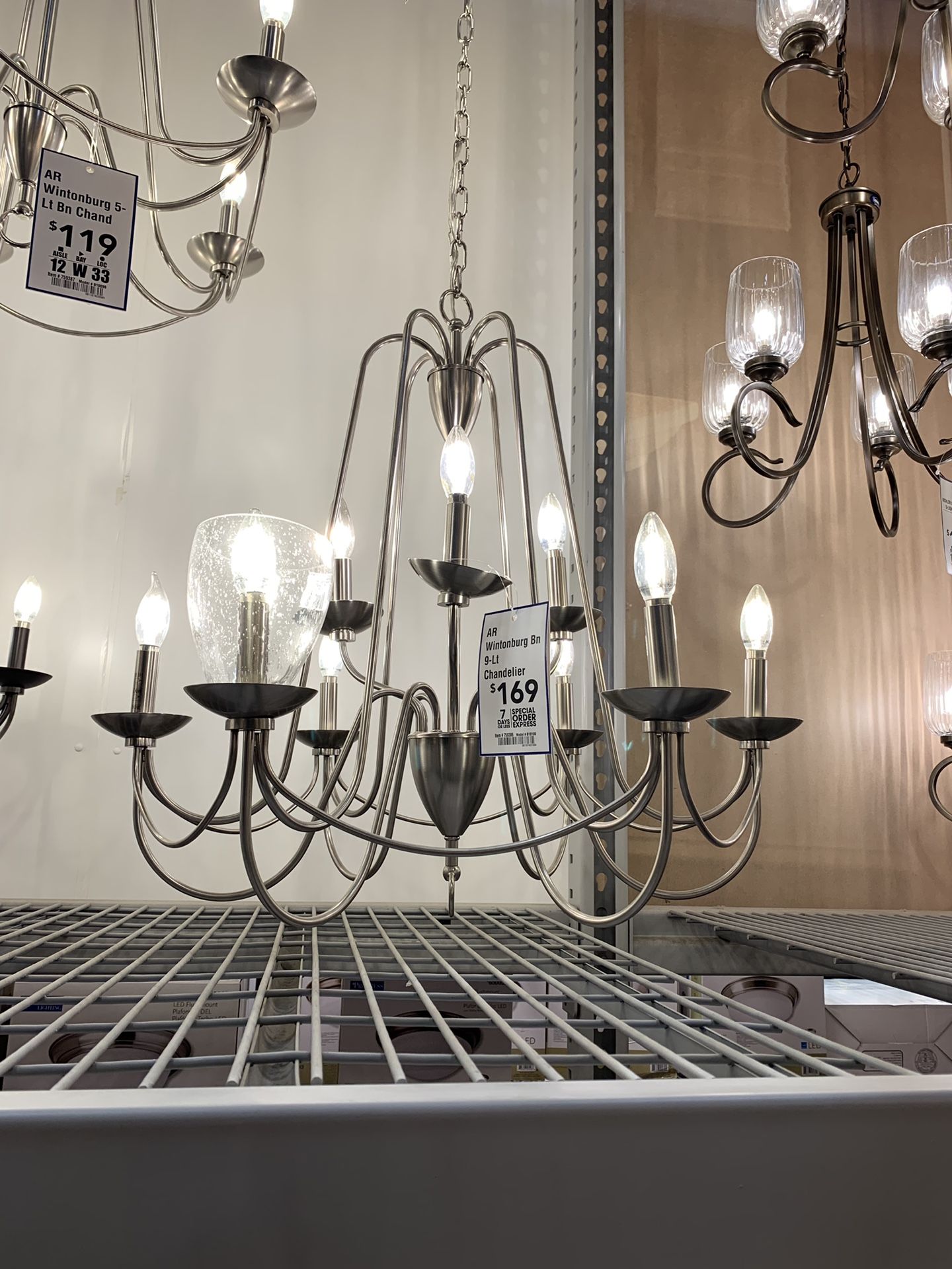 allen + roth Wintonburg 9-Light Brushed Nickel Candle Chandelier