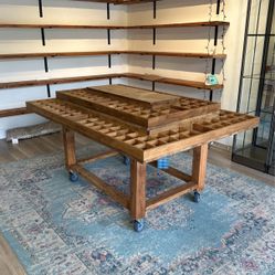 Wooden Display Table w/Casters