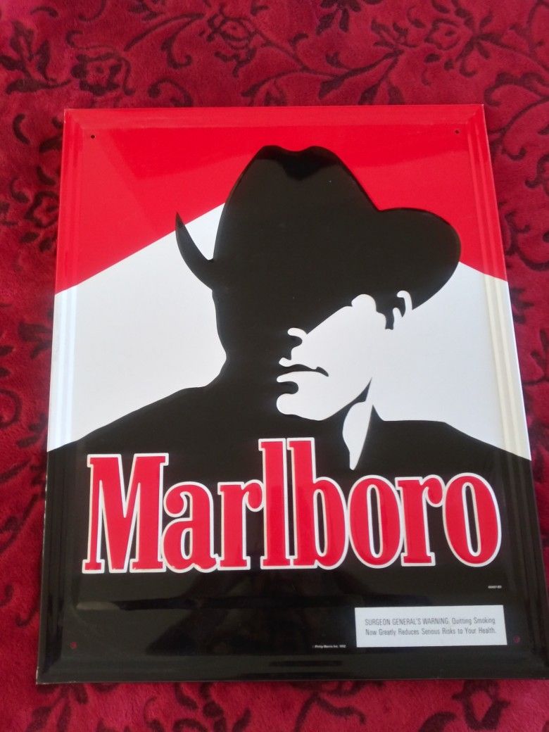 New Vintage Marlboro Man Silhouette Metal Sign