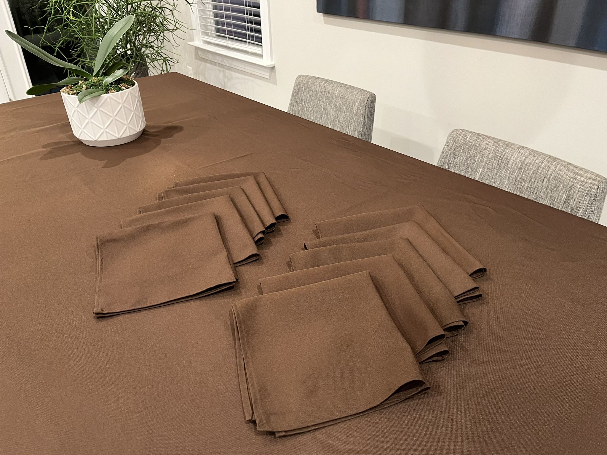 Table cloth and 10 matching napkins.