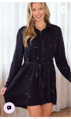 Black Paint Splatter Button-Down Shirt Dress