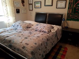 Ashley's queen bed frame with night stand and mirrored dresser