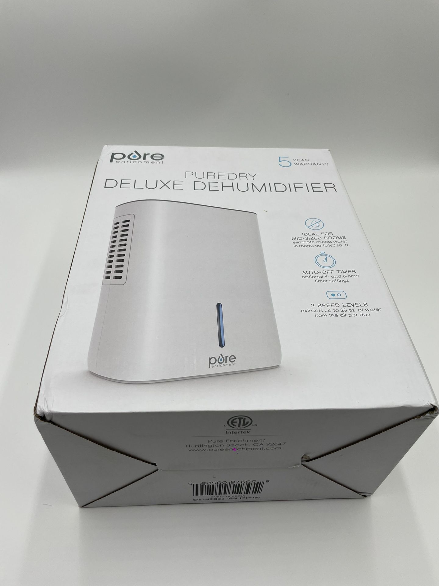 Pure Enrichment PureDry Deluxe Dehumidifier - 1.5L Tank with 5-Year Warranty