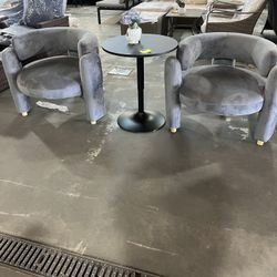 Century Modern Velvet Barrel Accent Chairs Set of 2 Clearance, Comfy Round Upholstered Armchairs with Open Back, Side Club Lounge Arm Chairs for Livin