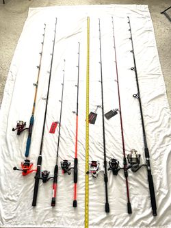 Mostly brand new some preowned fishing rod, and reel combos. $440 for all.