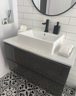 IKEA vanity 36 inches grey color looks like New without the countertop sink can be sold separately