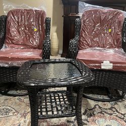Swivel Rocking Chairs) with Red Cushioned Seat