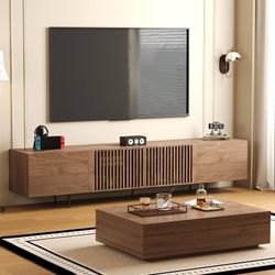 Mid-Century Modern TV Stand and Expandable Coffee Table Set Walnut Finish, Stylish Storage Combo for Living Room or Bedroom  Brand new and assembled  