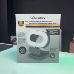 ALURATEK 1080p HD Webcam With Ring Light - New