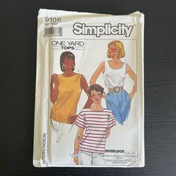 Simplicity Sewing Pattern 9106 Size MD 14-16 Shirt Top Vintage 1989