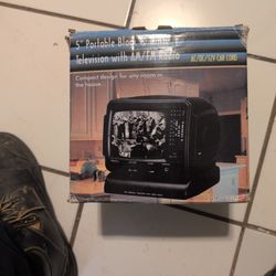 New 5" Portable Black & White Television W/ AM/FM  Radio 