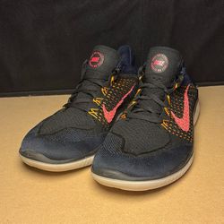 Nike Free RN Flyknit 2018 Men's Size 11  Running Shoes Black Flash Crimson Blue