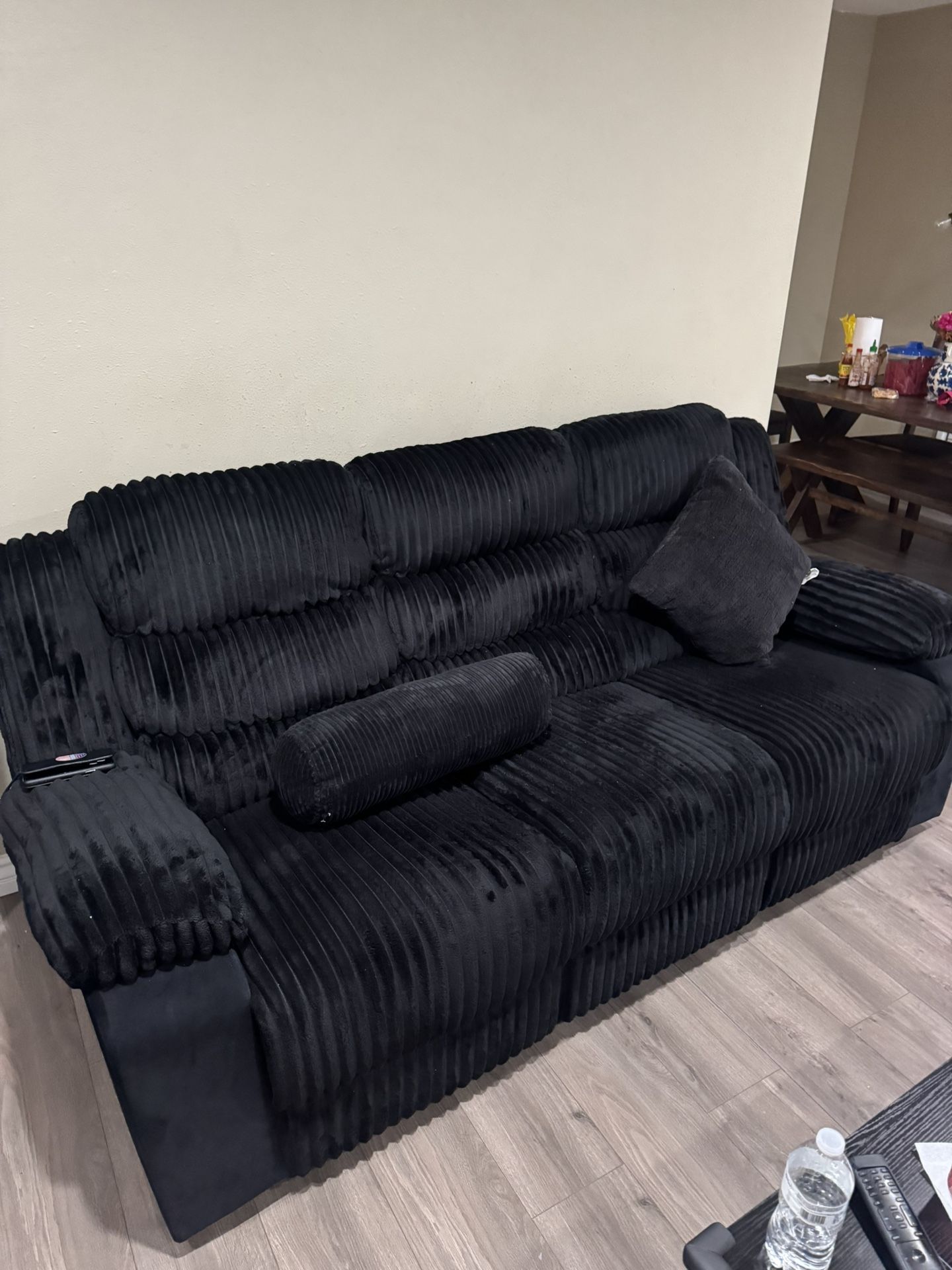 Black Fabric Loveseat Sofa