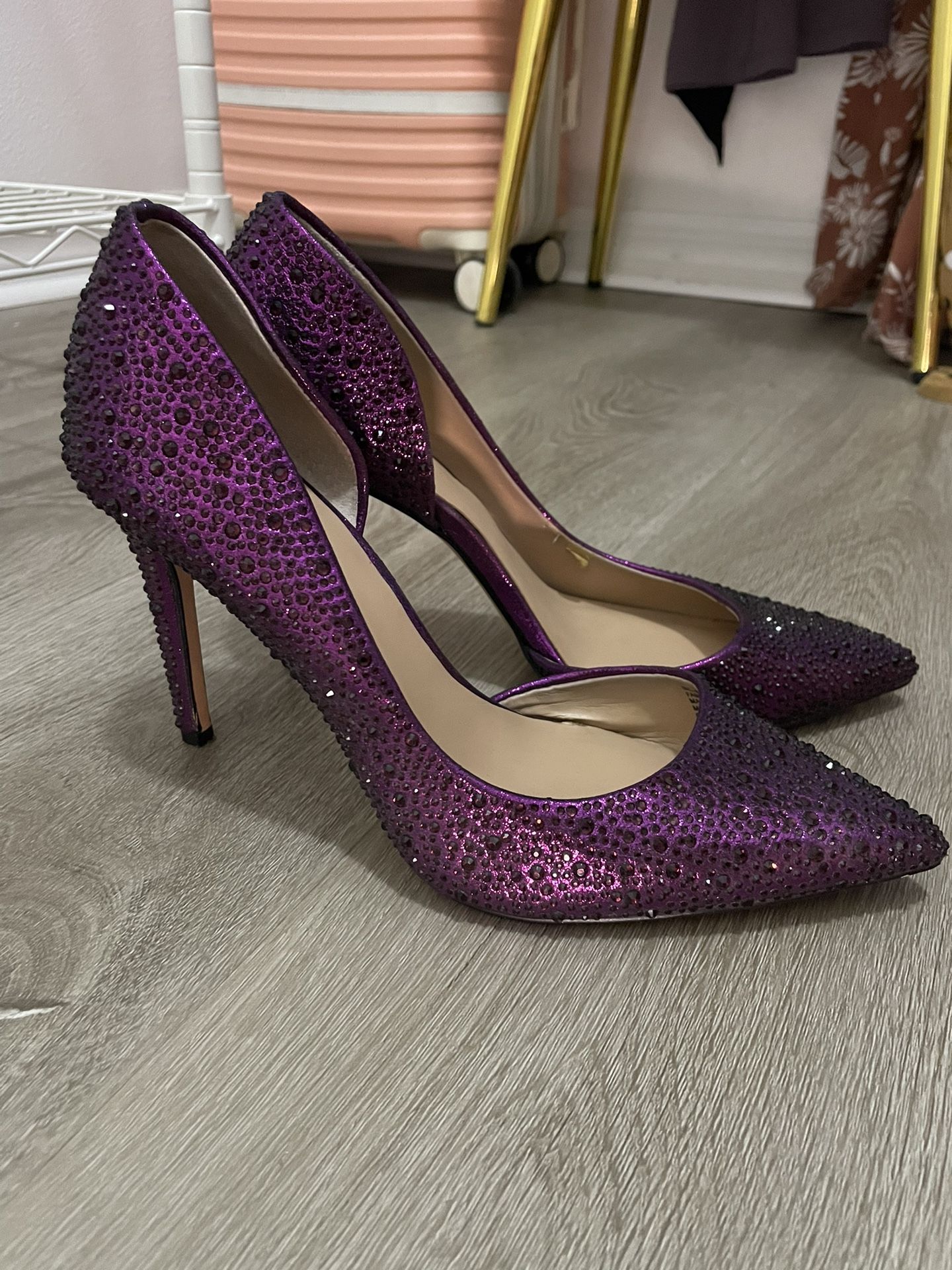 Purple High Heel Shoes Size 7 & 1/2  Gently Used Worn 6 Times