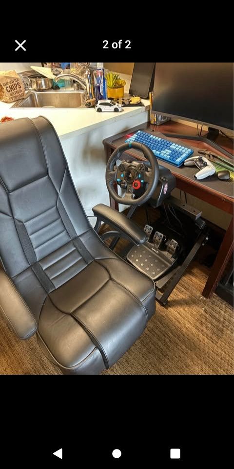 Logitech G29 Wheel And Pedals Plus Stainless Steel Mountframe & Xrocker Bluetooth Chair