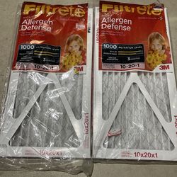 2 Filtrete 10x20x1 filters 1000 filtration
