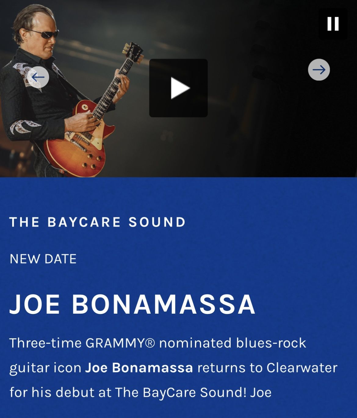 2 Joe Bonamassa tickets March 24th- Clearwater 