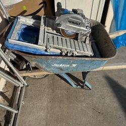 Wheel barrel with Tile cutter And Stand