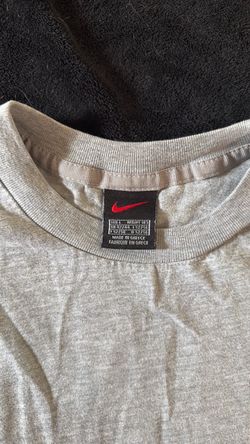 Vintage 90s Nike Made in Greece XL Gray Mini Swoosh Embroidered T-Shirt