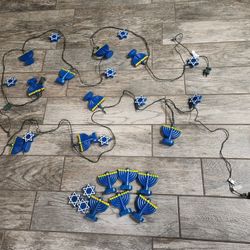 Vintage Hannukah Menorah star of david party lights - 2 strings