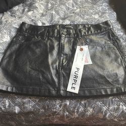 PURPLE BRAND MINI LATEX SKIRT